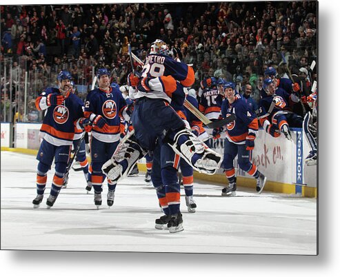 Celebration Metal Print featuring the photograph Pittsburgh Penguins V New York Islanders #12 by Bruce Bennett