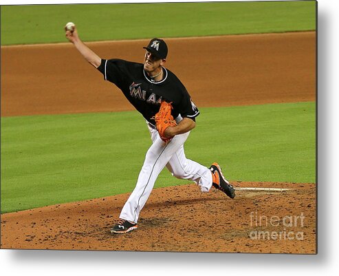 People Metal Print featuring the photograph Washington Nationals V Miami Marlins by Mike Ehrmann