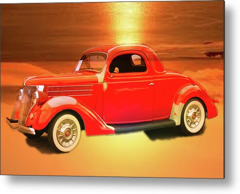 Car Metal Print featuring the photograph 1936 Sunny Ford Coupe by Cathy Anderson