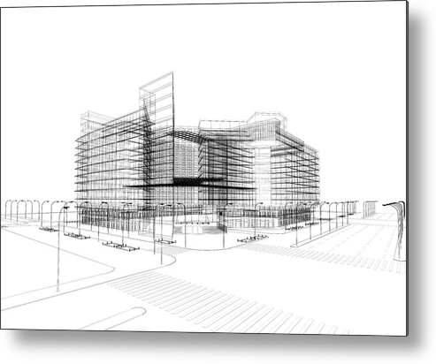 Plan Metal Print featuring the photograph 3d Architecture Abstract #22 by Nadla