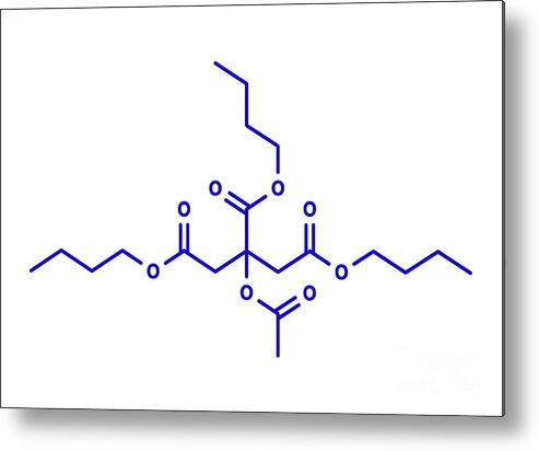 Acetyl Metal Print featuring the photograph Acetyl Tributyl Citrate Plasticizer Molecule #3 by Molekuul/science Photo Library