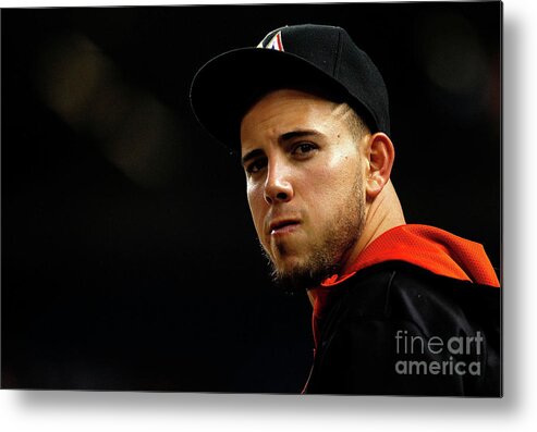 People Metal Print featuring the photograph New York Mets V Miami Marlins #4 by Mike Ehrmann