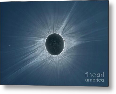 Moon Metal Print featuring the photograph Total Solar Eclipse by Juan Carlos Casado (starryearth.com)/science Photo Library