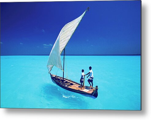 Sailing With Traditional Dhoni Metal Print featuring the photograph 795-103 by Robert Harding Picture Library