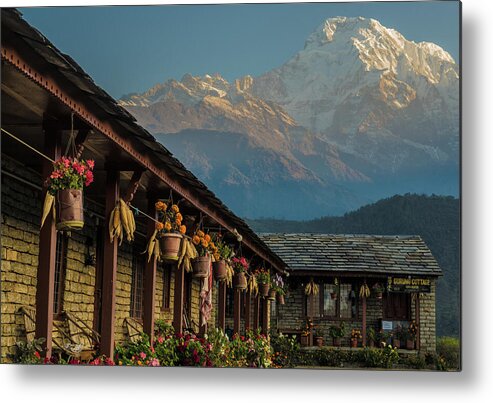 Himalayas Metal Print featuring the photograph A glowing fall day in the Himalayas by Leslie Struxness