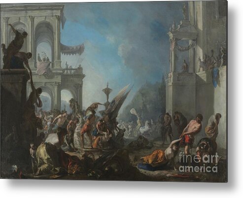 Oil Painting Metal Print featuring the drawing Abduction Of The Sabine Women by Heritage Images
