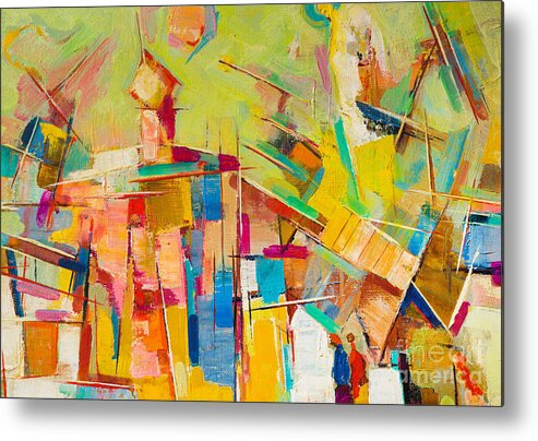 Brushed Metal Print featuring the photograph Abstract Colorful Oil Painting On Canvas by Gurgen Bakhshetyan
