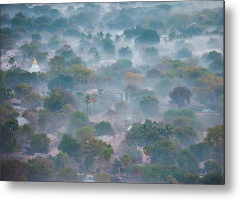 Tranquility Metal Print featuring the photograph Aerial View Of Bagan, The Plain Of by Mint Images/ Art Wolfe