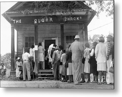 Polling Place Metal Print featuring the photograph African American Voters Lining by Bettmann
