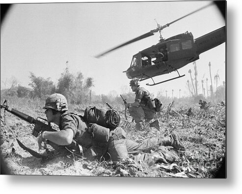 Rifle Metal Print featuring the photograph American Troopers Dropped by Bettmann