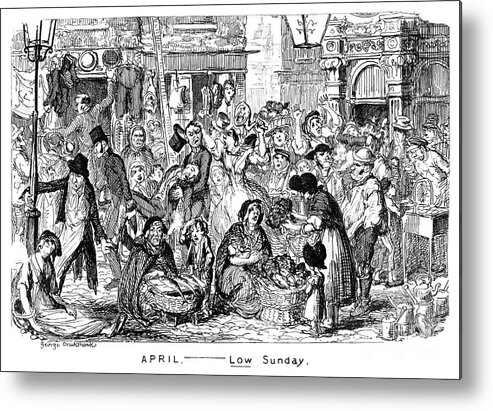 Engraving Metal Print featuring the drawing April - Low Sunday, 19th Century.artist by Print Collector