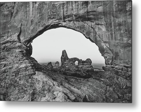 Arches National Park Metal Print featuring the photograph Arches National Park Monochrome Landscape by Gregory Ballos