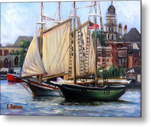 Gloucester Metal Print featuring the painting Ardelle and Lannon, Gloucester Harbor by Eileen Patten Oliver
