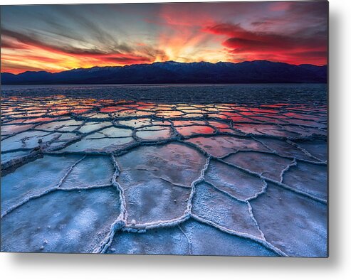 Sunset Metal Print featuring the photograph Badwater Sunset by Benio