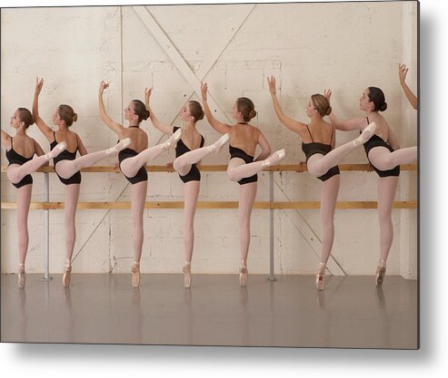 Ballet Dancer Metal Print featuring the photograph Ballet Dancers Standing On Toes In by David Fischer