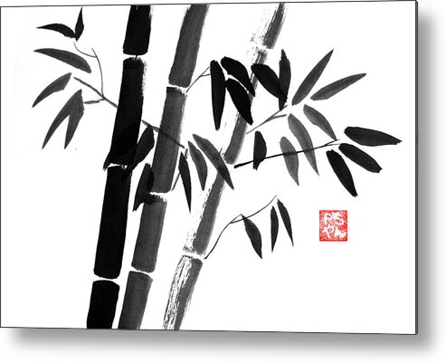 Bamboo Metal Print featuring the painting Bamboo 05 by Pechane Sumie