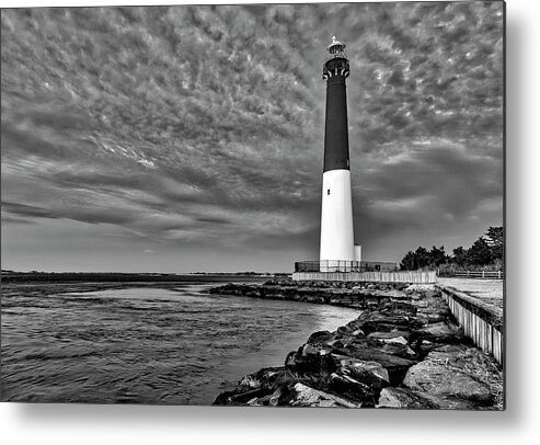 Barnegat Light Metal Print featuring the photograph Barnegat Lighthouse Afternoon BW by Susan Candelario