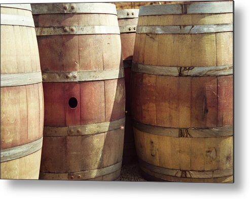 Fermenting Metal Print featuring the photograph Barrels For Wine by Donald gruener