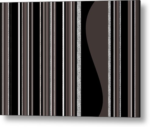 Bass Note Metal Print featuring the digital art Bass Note - Random Stripes - Black and White by Val Arie