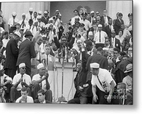 Marching Metal Print featuring the photograph Bayard Rustin Speaking At Lincoln by Bettmann