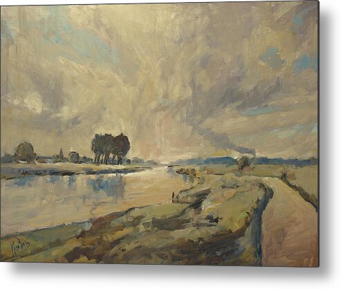 Briex Metal Print featuring the painting Border Maas near Kotem with the view to Meers by Nop Briex