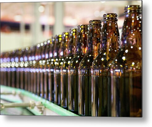 Built Structure Metal Print featuring the photograph Bottles In A Row by Maskot