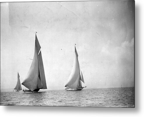 Sailboat Metal Print featuring the photograph Bournemouth Regatta by Topical Press Agency