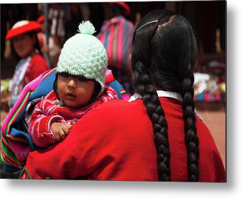 Peruvian Metal Print featuring the photograph Braided Mother And Child by Owen Weber