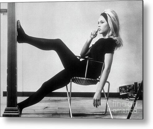 Brigitte Bardot Metal Print featuring the photograph Brigitte Bardot Relaxing Between Scenes by Bettmann