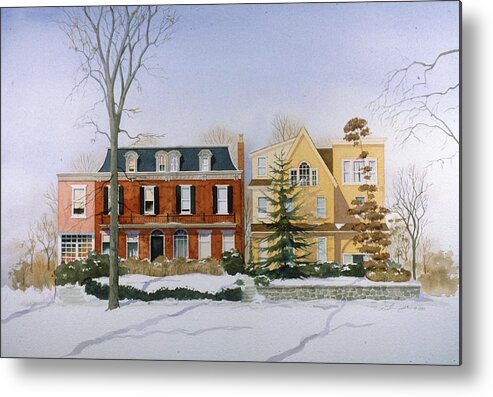 Wilmington Delaware Metal Print featuring the painting Broom Street Snow by William Renzulli