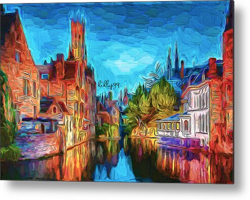 Paint Metal Print featuring the painting Bruges Belgium by Nenad Vasic