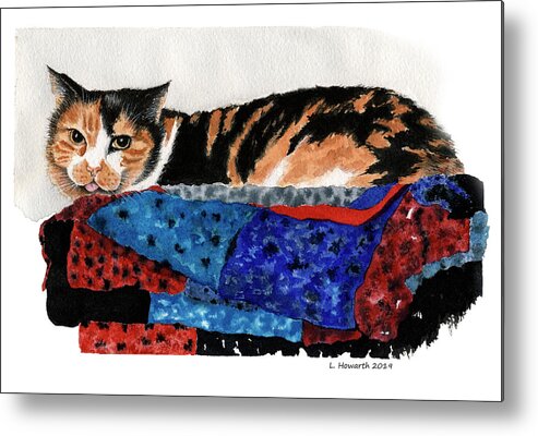 Cat Metal Print featuring the painting Calico Cutie by Louise Howarth