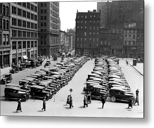 Car Metal Print featuring the photograph Cars Parked In Union Square by New York Daily News Archive