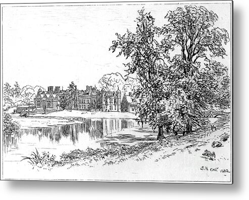 Engraving Metal Print featuring the drawing Charlecote Park, Warwickshire by Print Collector