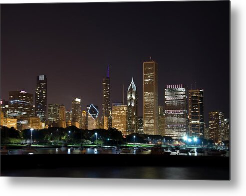 Lake Michigan Metal Print featuring the photograph Chicago Skyline - Skyscrapers In The by Weible1980