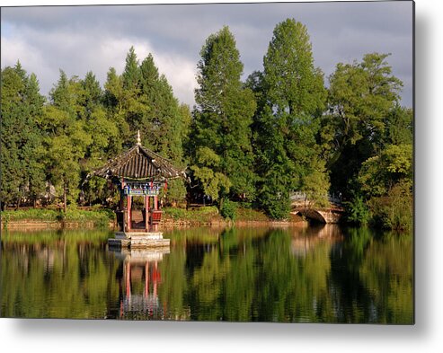 Chinese Culture Metal Print featuring the photograph Chinese Pavilion On Water by Dan Wiklund