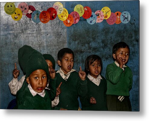 Nepal Metal Print featuring the photograph Classroom Song by Yvette Depaepe