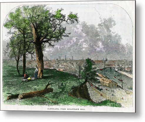 Engraving Metal Print featuring the drawing Cleveland, From Scrantons Hill, Ohio by Print Collector