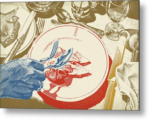 Bad Habit Metal Poster featuring the drawing Closeup of a Dinner Plate by CSA Images