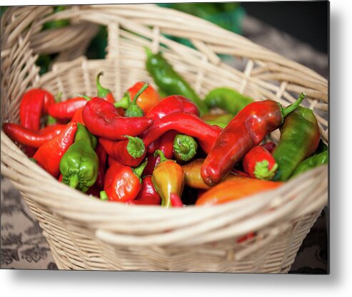 Red Bell Pepper Metal Print featuring the photograph Colorful Red, Green, And Orange Peppers by Txphotoblog - Randy Ennis
