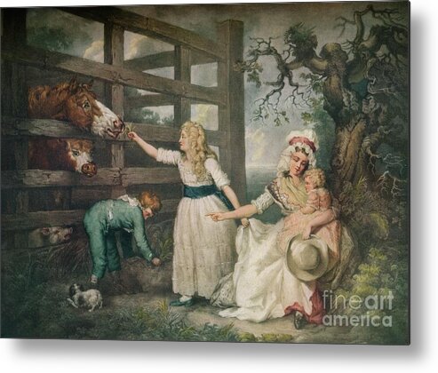 Horse Metal Print featuring the drawing Compassionate Children, C1793, 1916 by Print Collector