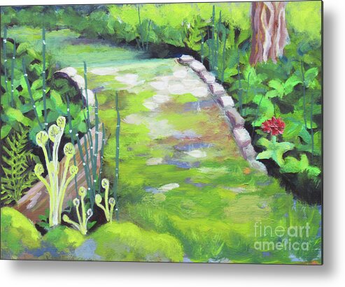 Garden Metal Print featuring the painting Cram Gardens Ferns by Anne Marie Brown