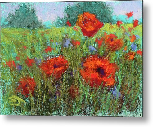 Poppies Metal Print featuring the painting Crimson Seranade by Susan Jenkins