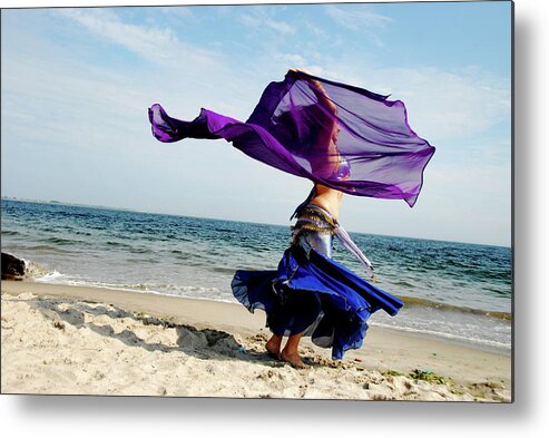 Shadow Metal Print featuring the photograph Dancing At The Beach by Srosh Anwar Photography