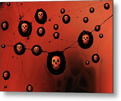 Macro Metal Print featuring the photograph Death in a Web by Jim Painter