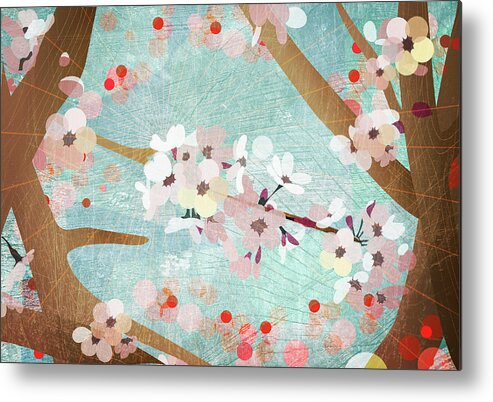 Season Metal Print featuring the digital art Detail Of Cherry Blossoms by Jutta Kuss
