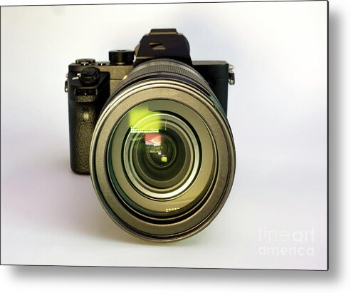 Digital Metal Print featuring the photograph Digital Mirrorless Camera With Zoom Lens by Wladimir Bulgar/science Photo Library