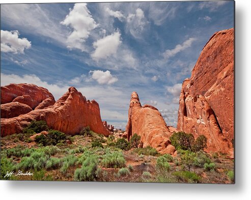 Arches National Park Metal Print featuring the photograph Dinosaur Shaped Rock by Jeff Goulden