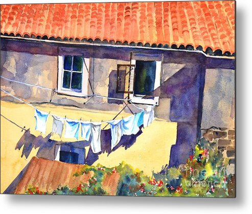 Laundry Metal Print featuring the painting Drying in the sun by Betty M M Wong