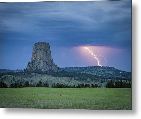 Devils Tower Metal Print featuring the photograph Electrifying Night by Laura Hedien